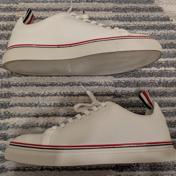 [Thom Browne] White Vitello Calf Tennis Sneakers Sz 38 - Picture 14 of 14